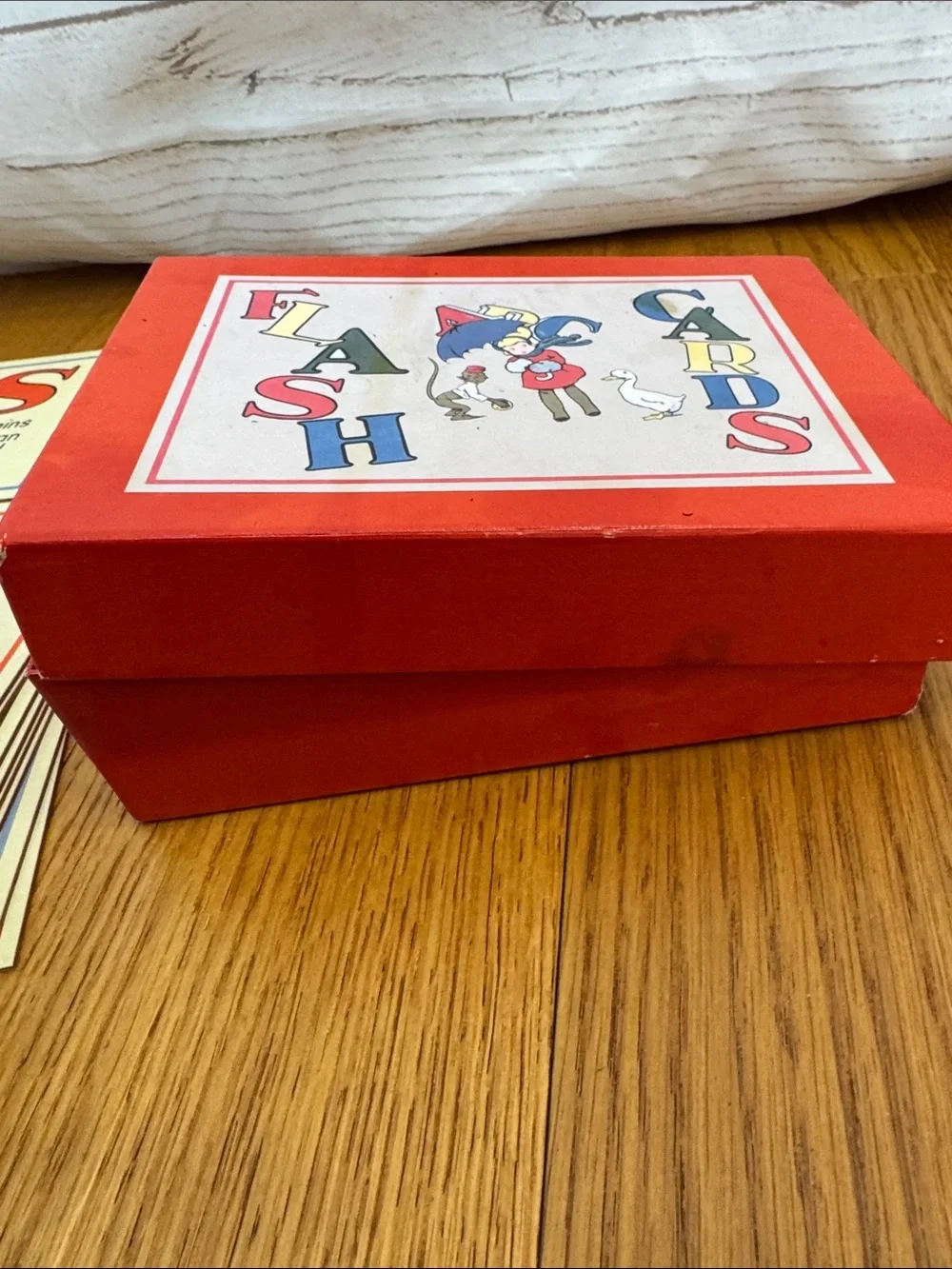 Vintage Flash Cards Alphabet Box - Red with Multicolor Print